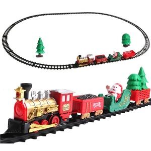 Festive Train Set with Santa - Red and Gold